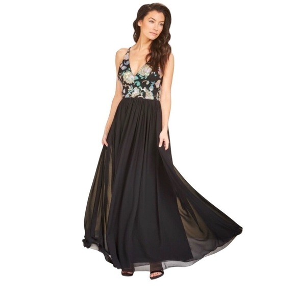 Dress the Population Sequence Bodice Gown Small - Picture 3 of 10